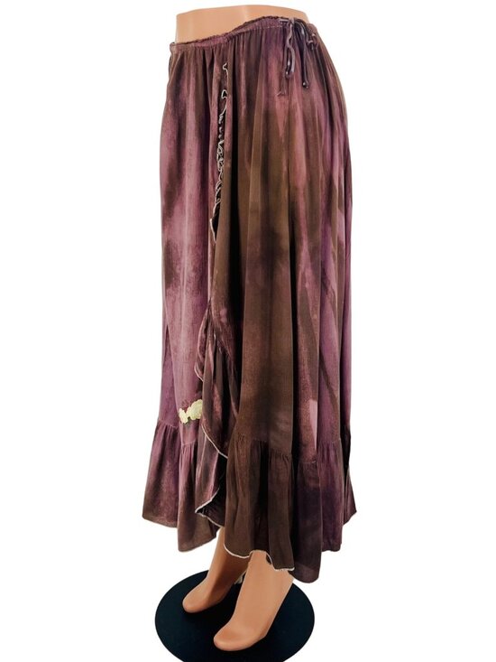 Vtg Free People Boho Embroidered Maxi Skirt| Boho Grunge Fairycore Dark Coquette - Picture 6 of 16